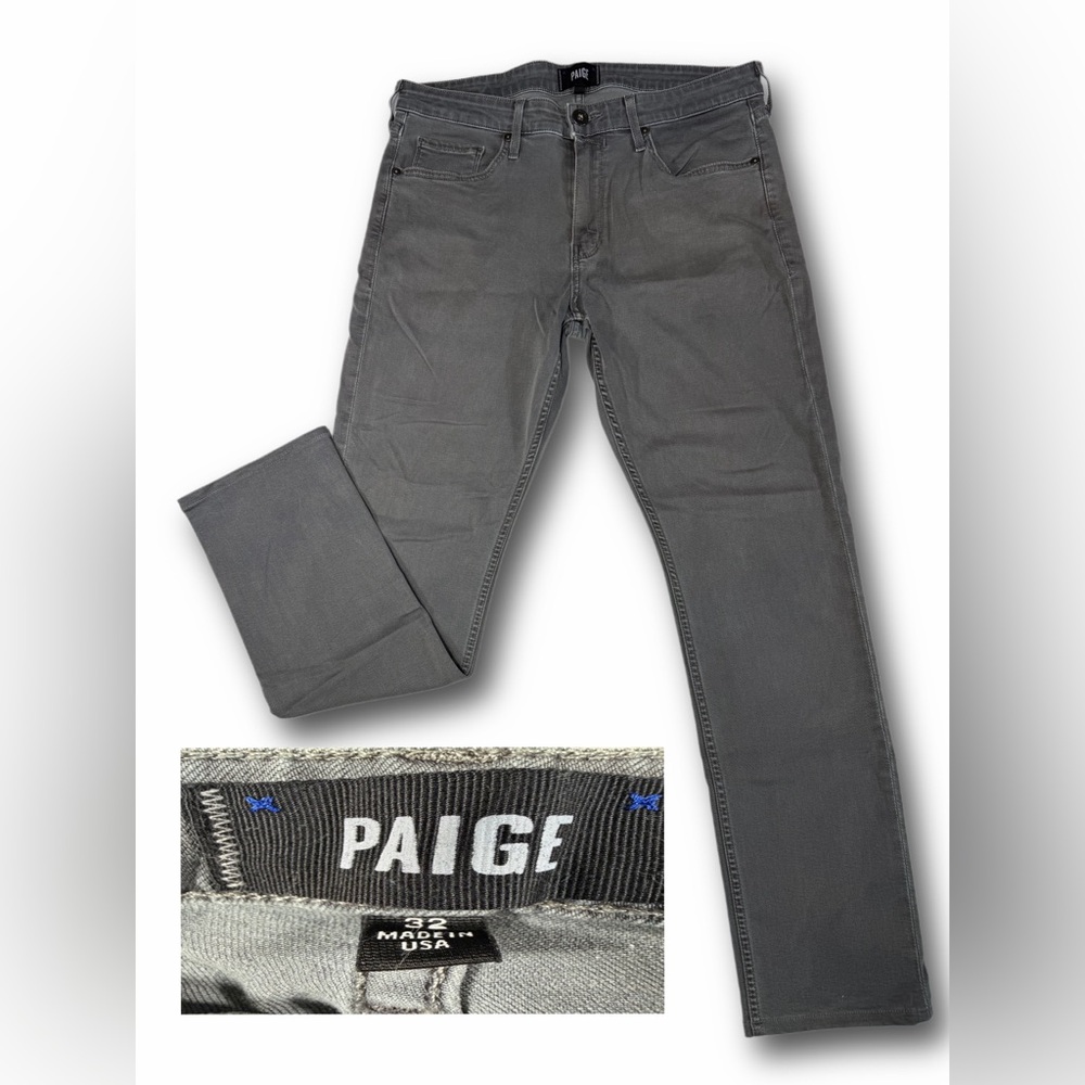 PAIGE Men's Charcoal Slim Straight Jeans
